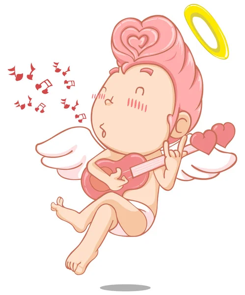 Cupido Vettore Carino San Valentino Mascotte Vettore Dei Cartoni Animati — Vettoriale Stock