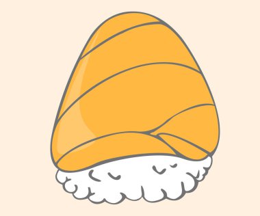 Suşi somonu. Japon yemek stili izole edilmiş vektör ve illüstrasyon.