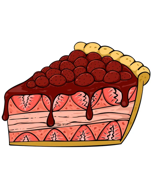 Клубничный Пирог Торт Домашний Фруктовый Пирог Ягода Белом Фоне — стоковый вектор