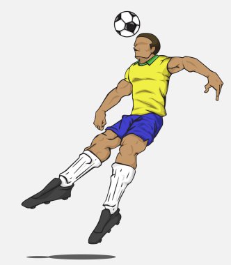 Topu tekmeleme vektör çizim futbolcu