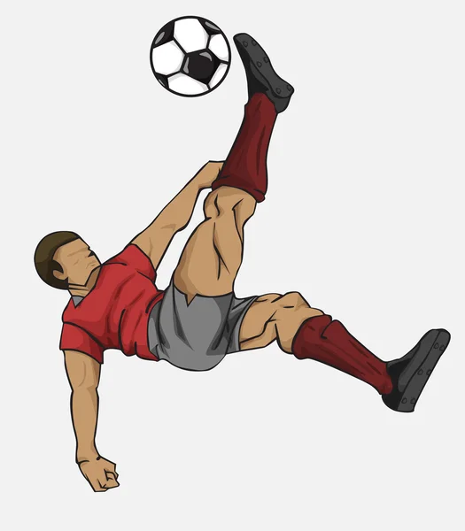 Ilustración vectorial Jugador de fútbol pateando la pelota — Vector de stock