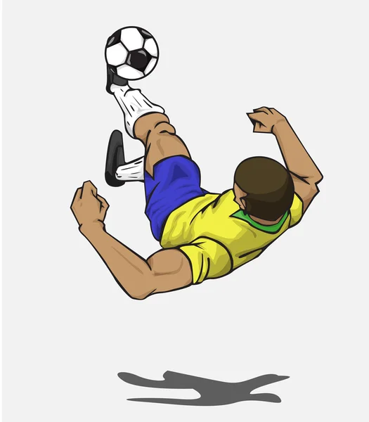 Ilustração do vetor Jogador de futebol chutando a bola — Vetor de Stock