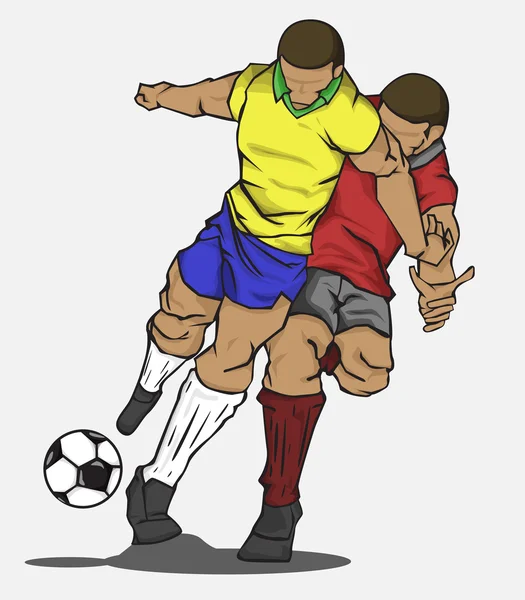 Ilustração vetorial dois jogadores lutando pela bola — Vetor de Stock