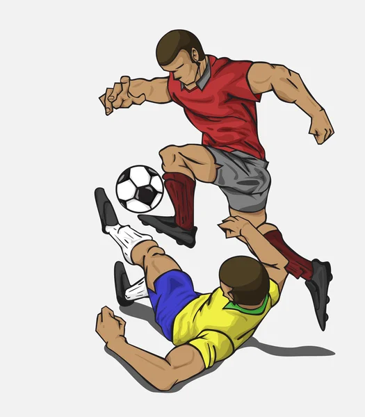 Ilustração vetorial dois jogadores lutando pela bola — Vetor de Stock