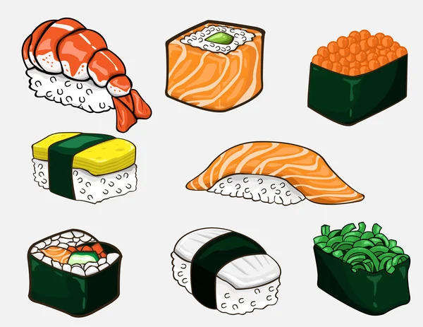 Colección de sushi japonés. Diseño vectorial — Vector de stock