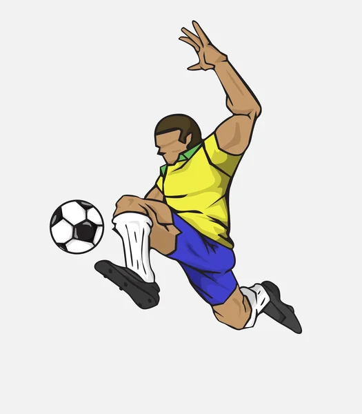 Ilustración vectorial Jugador de fútbol pateando la pelota — Vector de stock