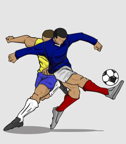 Ilustração do vetor Jogador de futebol chutando a bola — Vetor de Stock