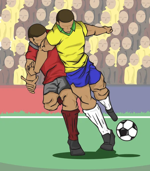 Ilustração do vetor Jogador de futebol chutando a bola — Vetor de Stock