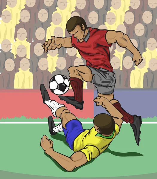 Ilustração do vetor Jogador de futebol chutando a bola — Vetor de Stock