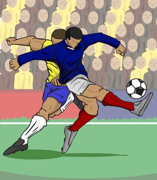 Ilustração do vetor Jogador de futebol chutando a bola — Vetor de Stock