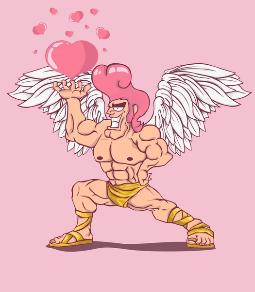 Cupid dengan latar belakang ping. desain vektor - Stok Vektor