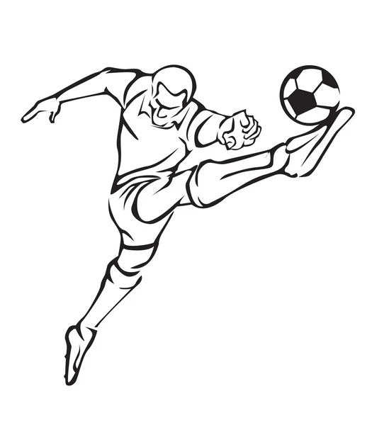 Ilustración vectorial Fútbol jugador tiro en la cabeza — Vector de stock