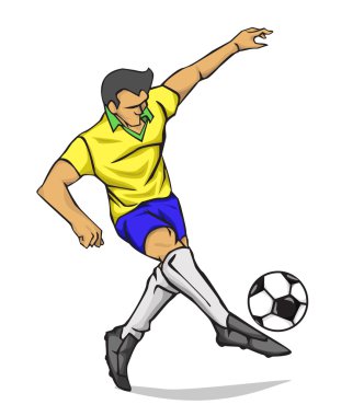 Topu tekmeleme vektör çizim futbolcu