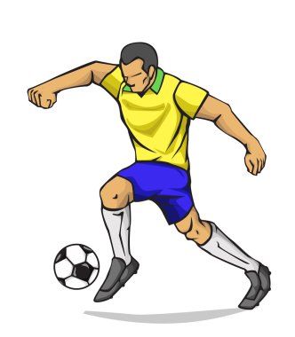 Topu tekmeleme vektör çizim futbolcu