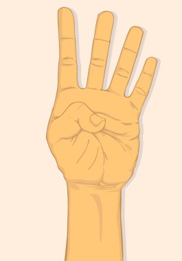 Sol el gösteri dört parmak. vektör ve illüstrasyon tasarımı