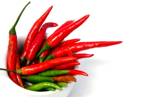 Chile en plato sobre fondo blanco — Foto de Stock