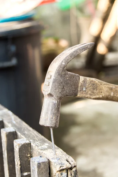 Hammer with Steel nail — Stock Photo, Image