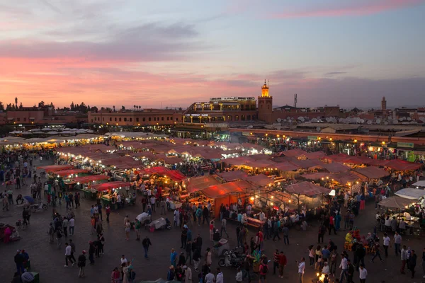Marrakech Djemaa El Fna sunset — Stock Photo, Image