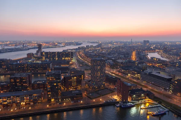 Rotterdam port coucher de soleil — Photo