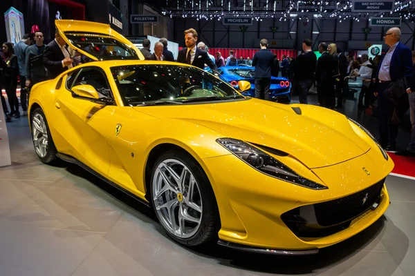 Ferrari 812 Superfast Carro Esporte 89Th Geneva International Motor Show — Fotografia de Stock