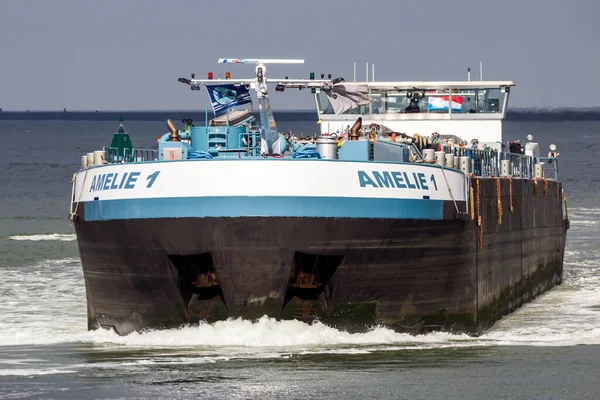 Chiatta Sul Fiume Mosa Nel Porto Rotterdam Settembre 2016 — Foto Stock