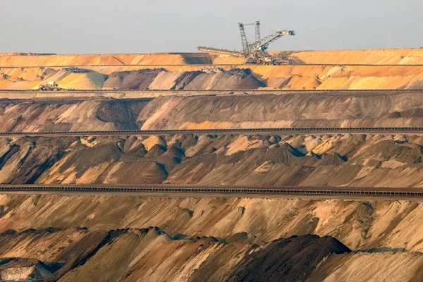 Equipo Minería Una Mina Abierta Carbón Marrón — Foto de Stock