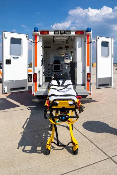 Emergency Stretcher Ems Ambulance Open Door — Stock Photo, Image
