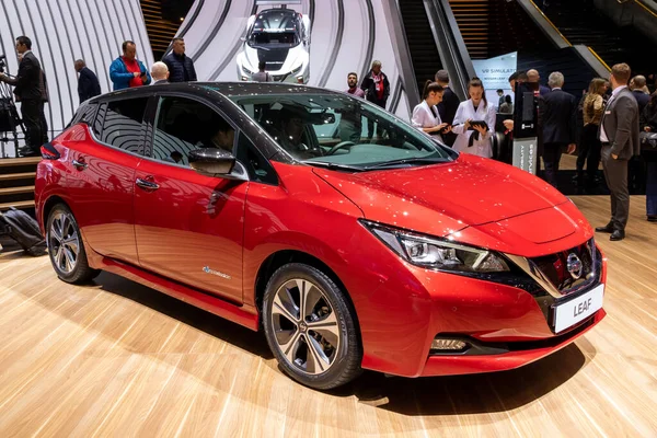 Geneva Switzerland March 2019 Nissan Leaf Electric Car Showcased 89Th — Stock Photo, Image