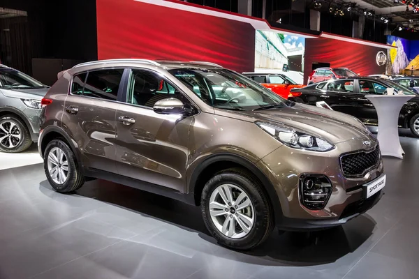 Автомобиль Кроссовер Kia Sportage Автосалоне Брюсселе Бельгия Января 2016 — стоковое фото