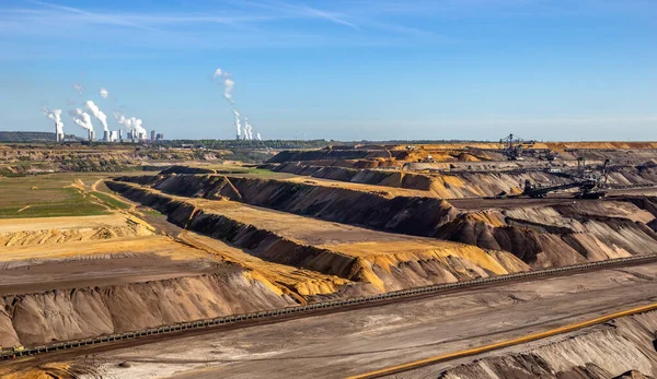 Equipamento Mineração Uma Mina Carvão Marrom Perto Garzweiler Alemanha — Fotografia de Stock