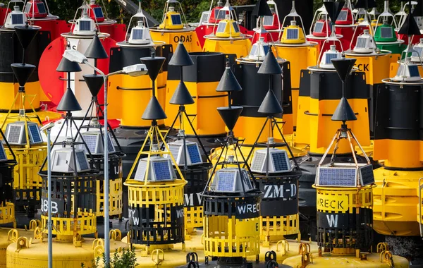 Diverse Scheepvaartboeien Opgeslagen Rotterdamse Haven — Stockfoto