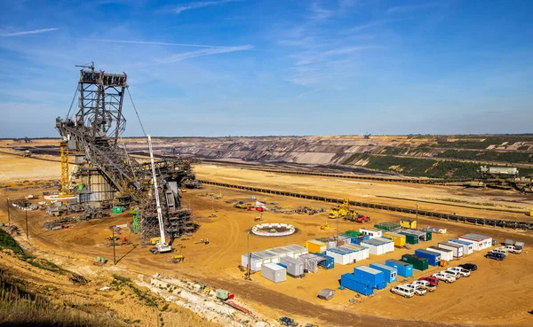 Construction Large Mining Bucket Wheel Excavator Dig Brown Coal Open — Stock Photo, Image