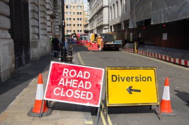 road closed diversion sign clipart