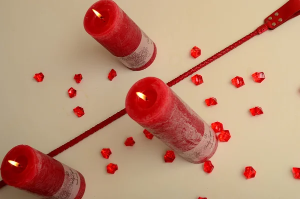 Burning red candles — Stock Photo, Image