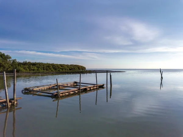 Vue Panoramique Sur Paysage Marin Une Étape Kelong Sur Mer — Photo