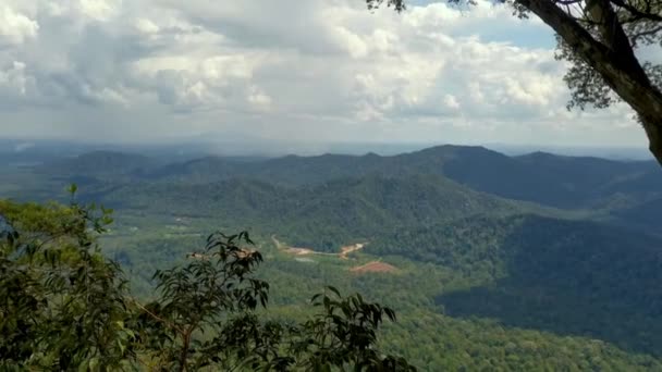 Tiro Aéreo Montanhas Floresta Tropical Gunung Panti Malásia Montanhas Picos — Vídeo de Stock
