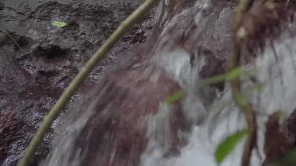 Agua Que Fluye Rápidamente Desde Arroyo Del Río Cascada Pequeña — Vídeos de Stock