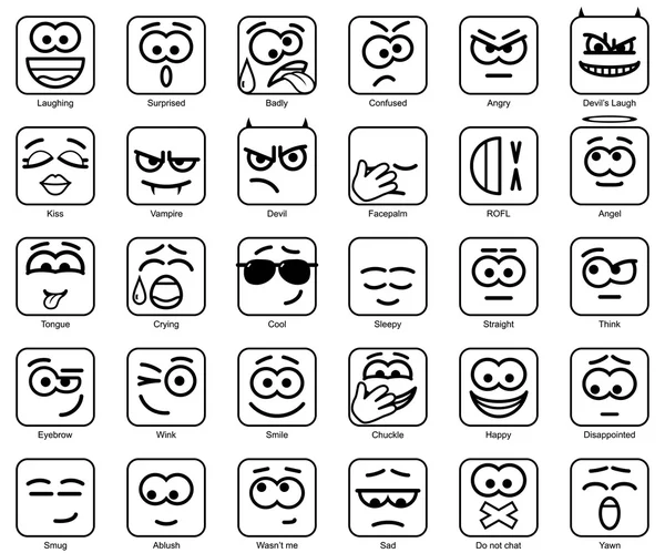 Set Vector Square Sonrisas con esquinas redondeadas — Vector de stock