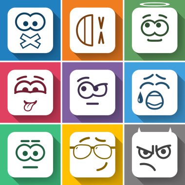 Set düz kare Smiles köşeleri yuvarlatılmış