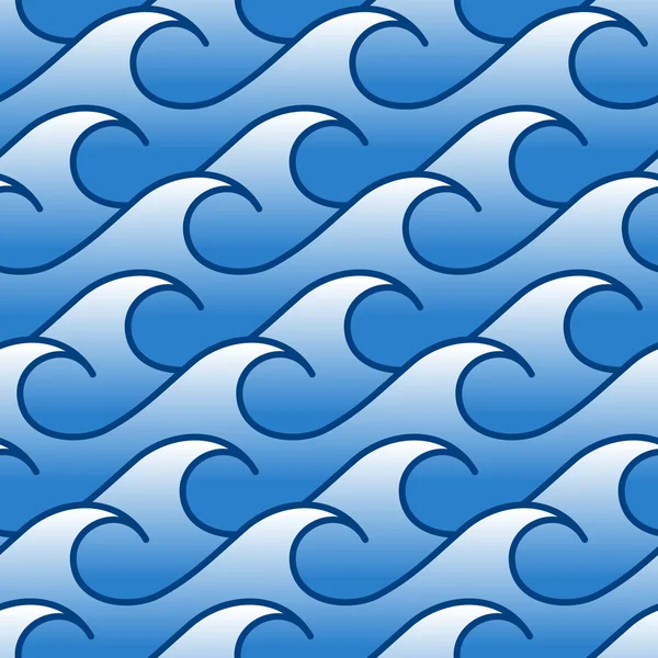 Modèle sans couture avec des vagues de mer stylisées — Image vectorielle