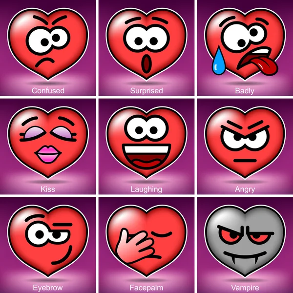 Set San Valentín sonrisas — Vector de stock