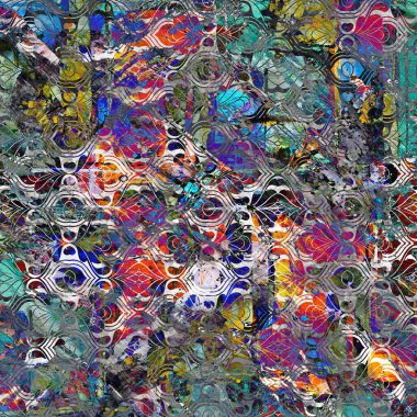 Suluboya efektli geometrik desen