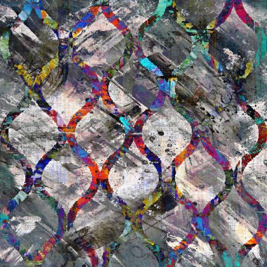 Suluboya efektli geometrik desen