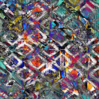 Suluboya efektli geometrik desen