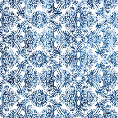 Geometrik damaske grunge desenli kusursuz desen