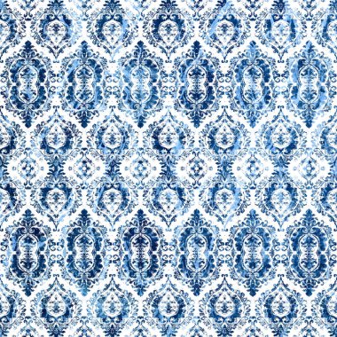 Geometrik damaske grunge desenli kusursuz desen
