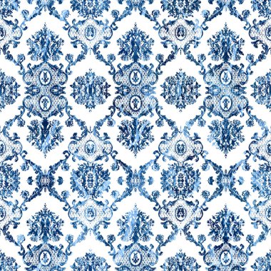 Geometrik damaske grunge desenli kusursuz desen