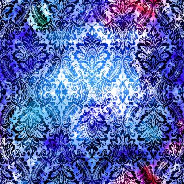 Geometrik damaske grunge desenli kusursuz desen