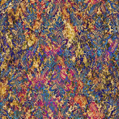 Geometrik damaske grunge desenli kusursuz desen