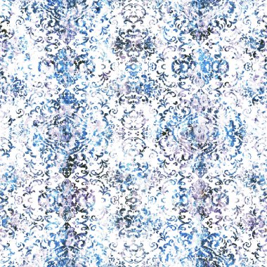Geometrik damaske grunge desenli kusursuz desen
